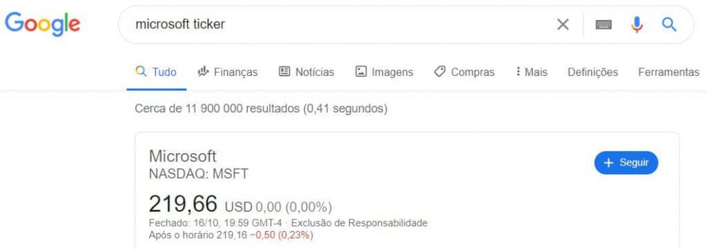 Microsoft Ticker (corretora de bolsa de valores)