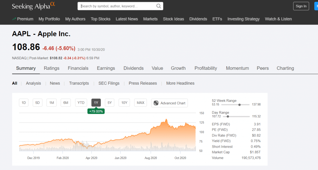 Seeking Alpha - Analisar uma empresa